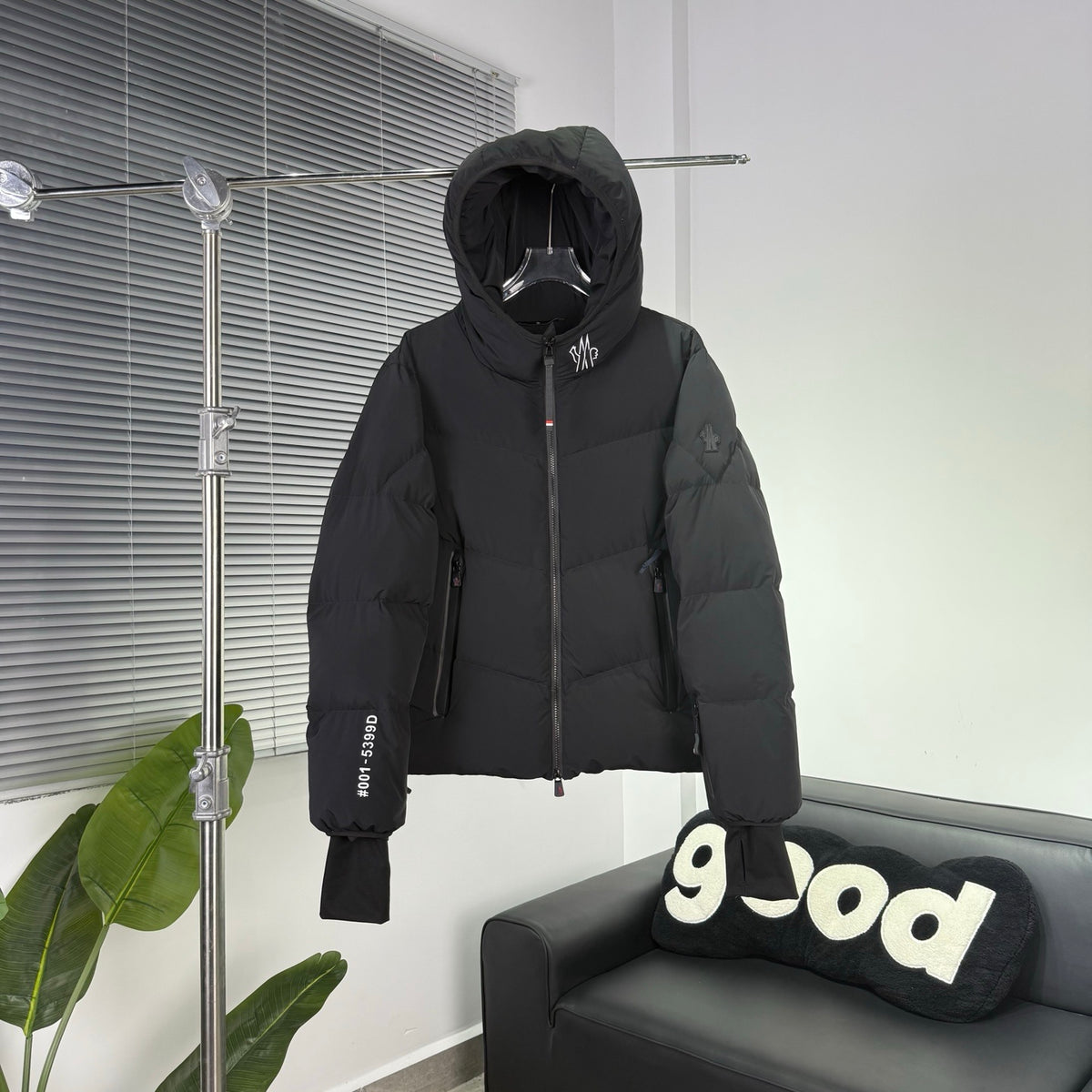 Moncler Black Hooded Puffer Jacket with Extended Cuffs