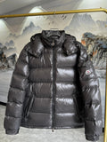 Moncler Charcoal Grey Glossy Hooded Puffer Jacket