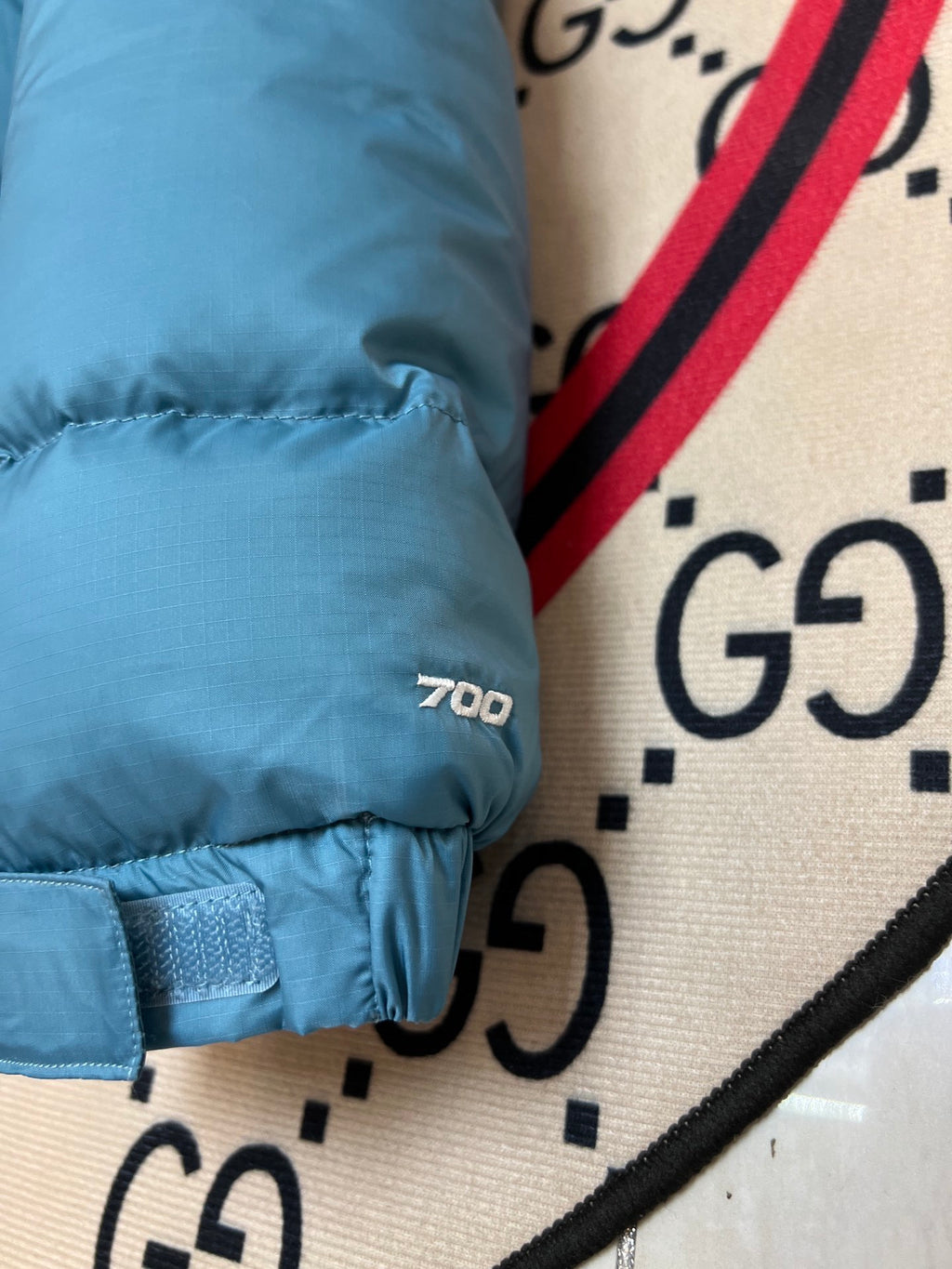 The North Face Teal Blue & Navy Colorblock Puffer Jacket