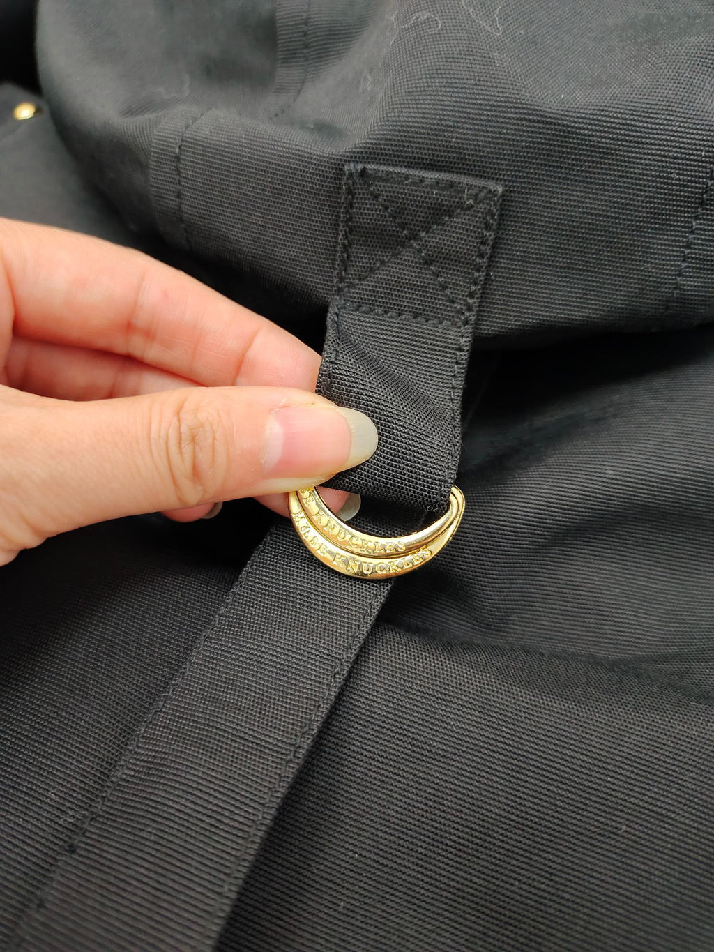 Moose Knuckles Black Hooded Long Parka with Gold-Tone Details