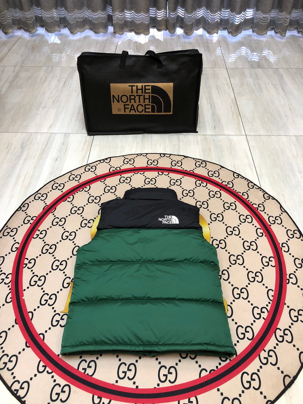 The North Face Forest Green & Black Colorblock Puffer Vest