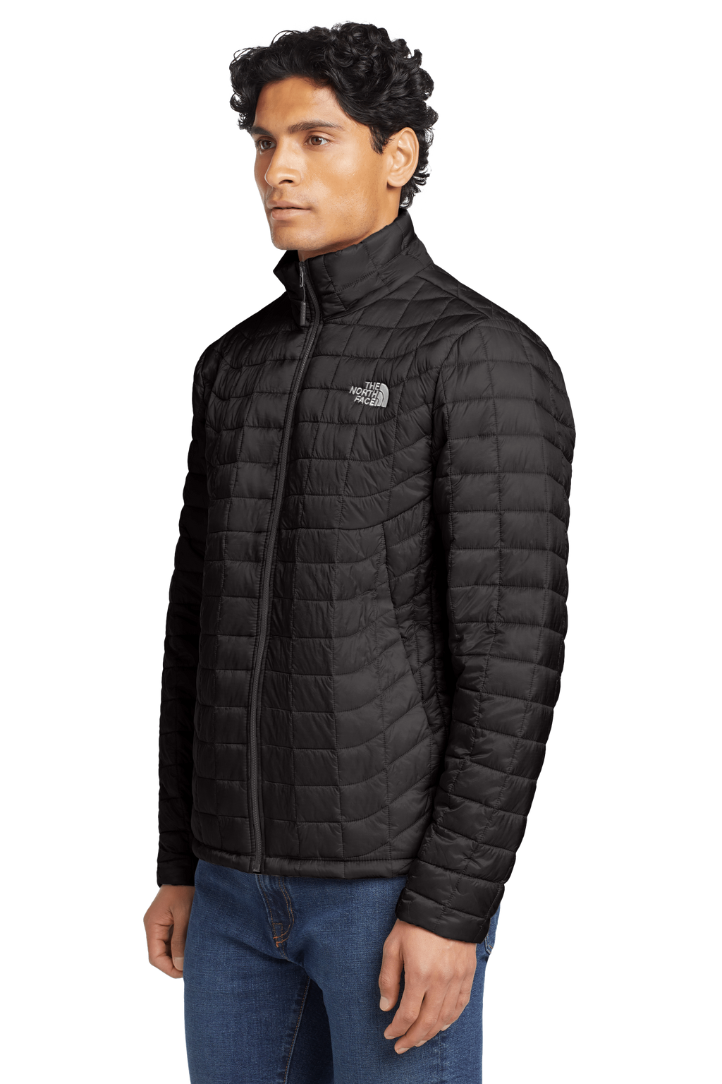The North Face Black Grid-Quilted Stand-Collar Jacket