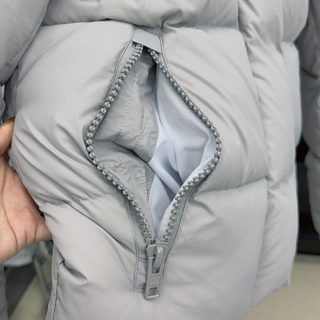 Canada Goose Light Grey Quilted Puffer Jacket with Detachable Hood