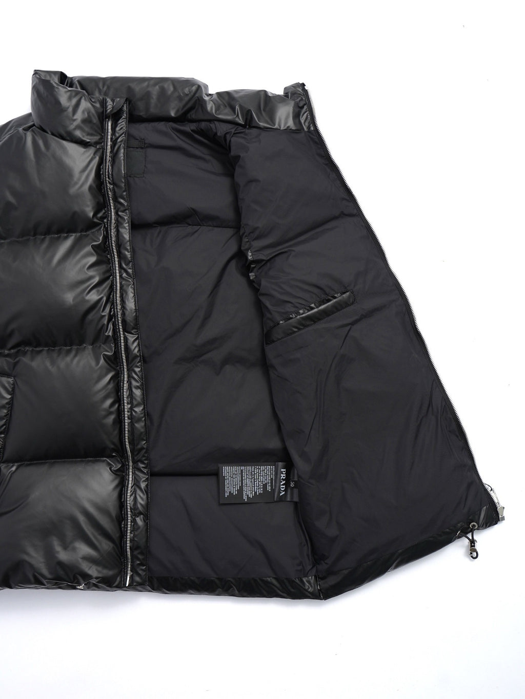Prada Black Quilted Puffer Vest with Stand Collar