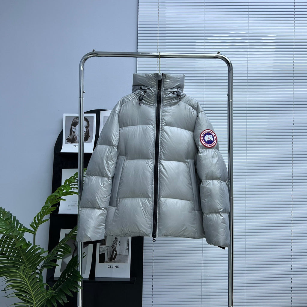 Canada Goose Silver Grey Hooded Puffer Jacket
