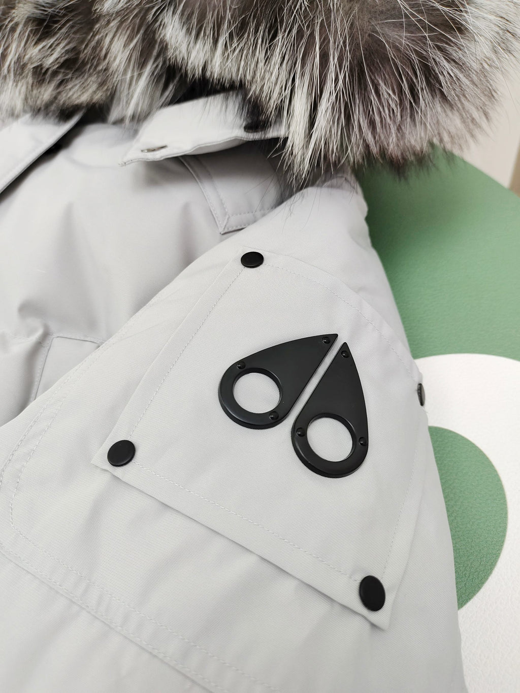 Moose Knuckles Long Hooded Puffer Parka with Plush-Look Trim