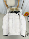 Canada Goose White Fur-Look Trim Hooded Puffer Jacket