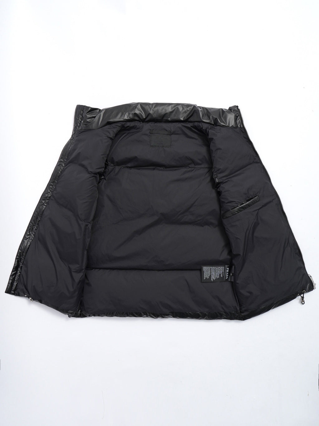Prada Black Quilted Puffer Vest with Stand Collar