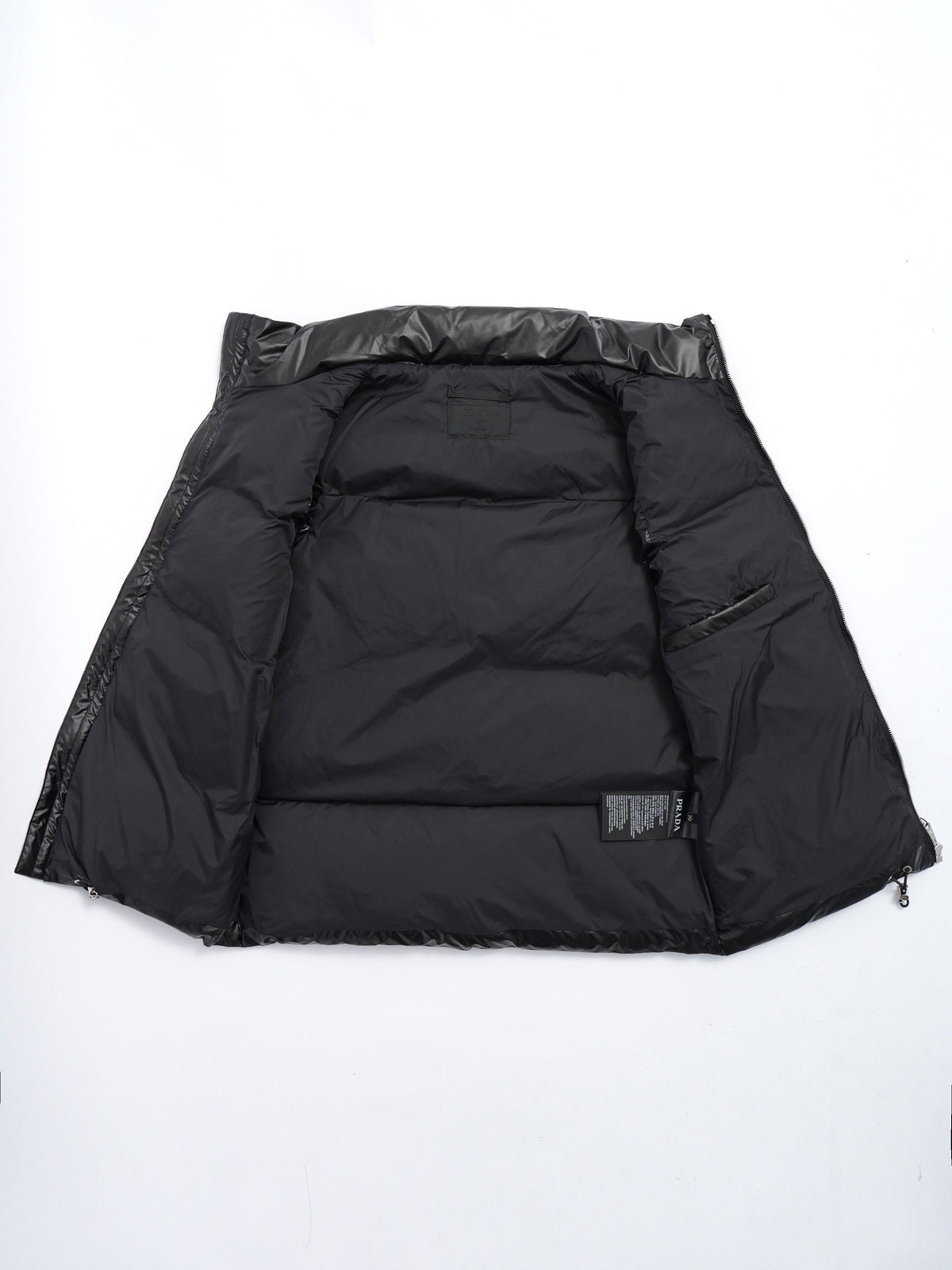 Prada Black Quilted Puffer Vest with Stand Collar