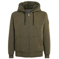 Moose Knuckles Olive Green Zip-Up Hoodie with Plush Lining