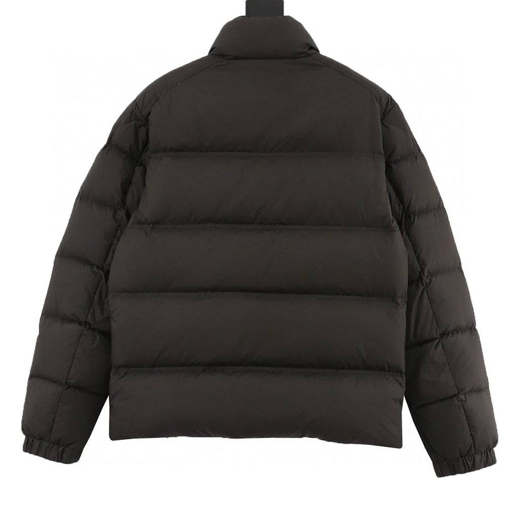 Moncler Black Contrast-Trim Stand-Collar Puffer Jacket