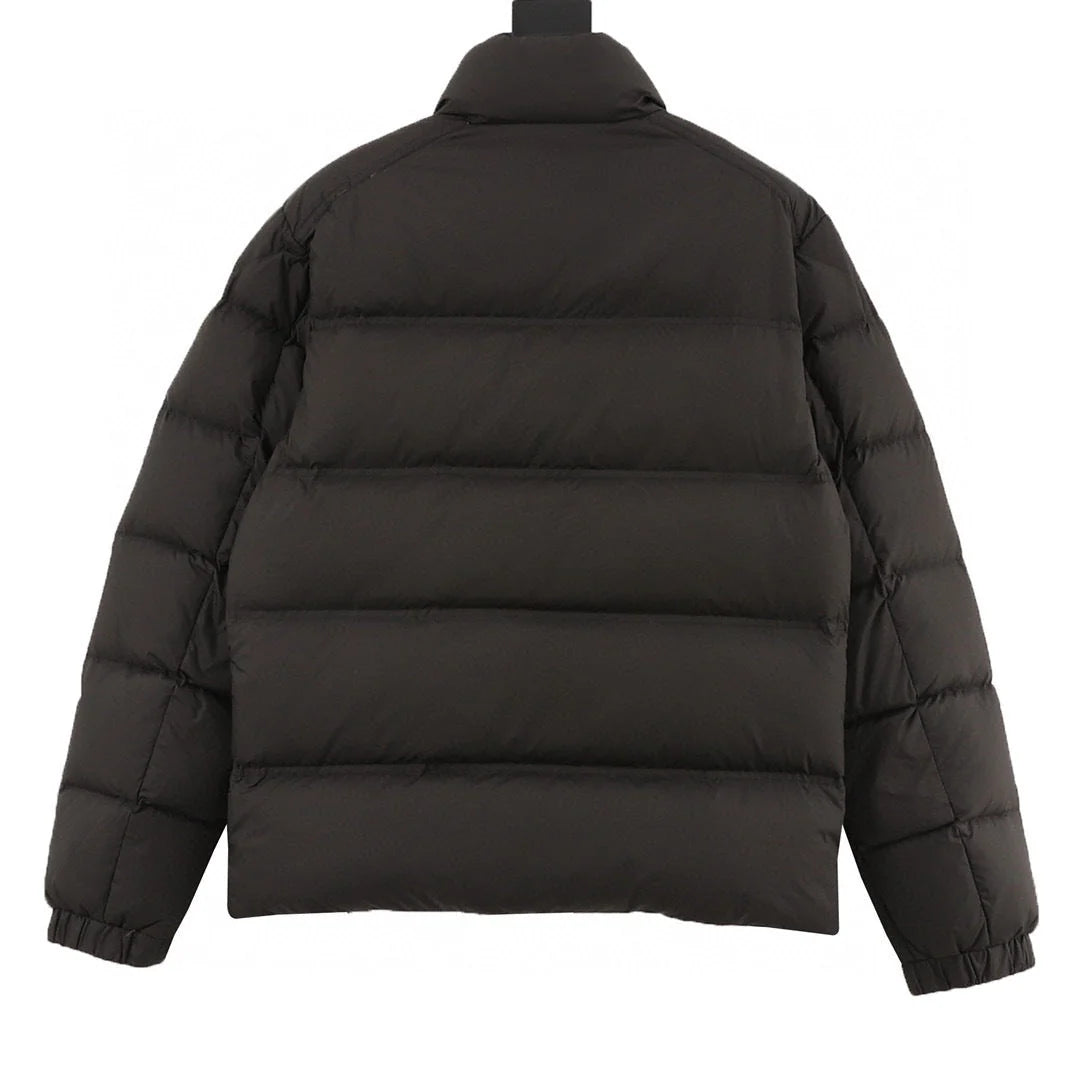 Moncler Black Contrast-Trim Stand-Collar Puffer Jacket