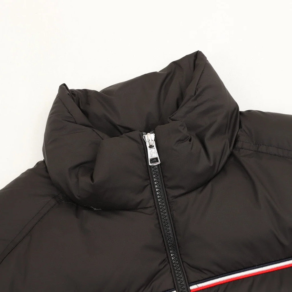 Moncler Black Contrast-Trim Stand-Collar Puffer Jacket
