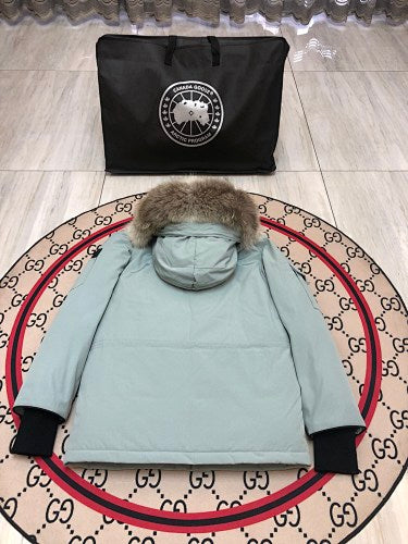 Canada Goose Light Grey Hooded Parka with Four Flap Pockets