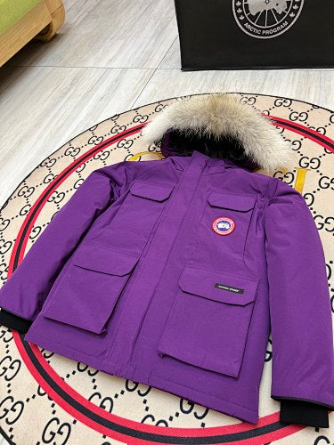 Canada Goose Purple Hooded Parka with Four Flap Pockets