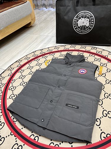 Canada Goose Charcoal Grey Quilted Puffer Vest with Stand Collar