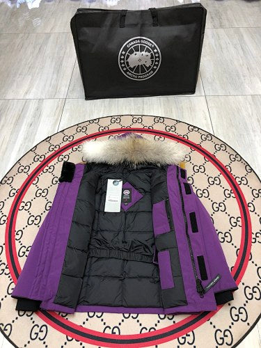Canada Goose Purple Hooded Parka with Four Flap Pockets