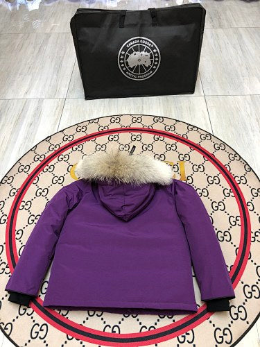 Canada Goose Purple Hooded Parka with Four Flap Pockets