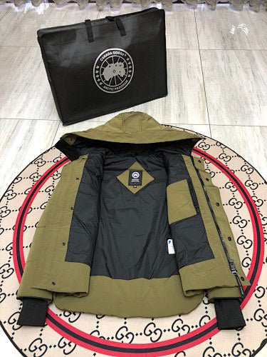 Canada Goose Olive Green Hooded Puffer Jacket