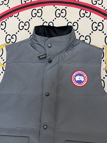 Canada Goose Charcoal Grey Quilted Puffer Vest with Stand Collar