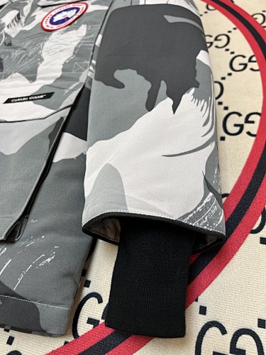 Canada Goose Grey Camo Hooded Parka with Four Flap Pockets