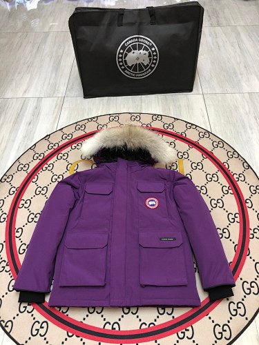 Canada Goose Purple Hooded Parka with Four Flap Pockets