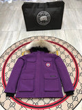 Canada Goose Purple Hooded Parka with Four Flap Pockets