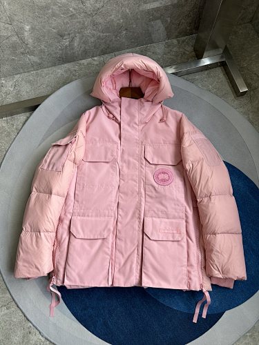 Canada Goose Pink Hooded Utility Jacket with Four Flap Pockets