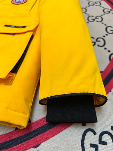 Canada Goose Yellow Hooded Parka with Four Flap Pockets