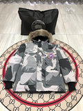 Canada Goose Grey Camo Hooded Parka with Four Flap Pockets