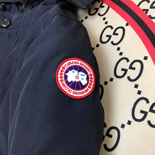 Canada Goose Navy Hooded Parka with Button Front