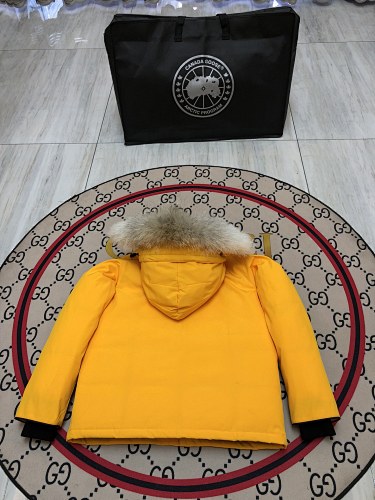 Canada Goose Yellow Hooded Parka with Four Flap Pockets