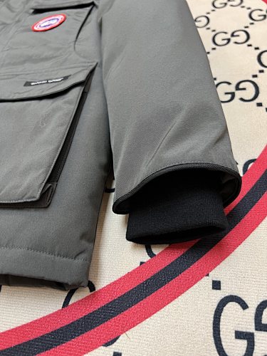 Canada Goose Charcoal Hooded Parka with Four Flap Pockets