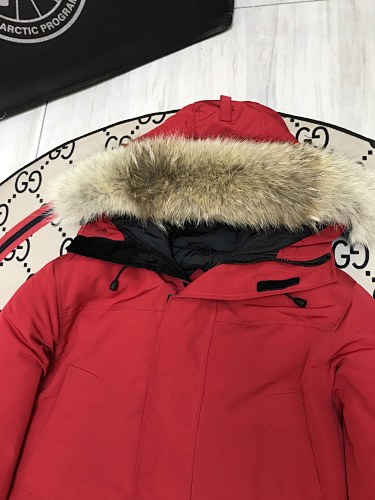 Canada Goose Red Hooded Parka with Flap Pockets