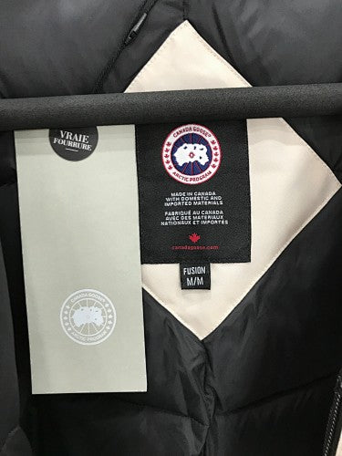 Canada Goose Cream Long Hooded Parka with Textured Trim