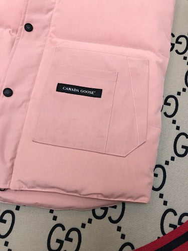 Canada Goose Pink Quilted Puffer Vest with Stand Collar