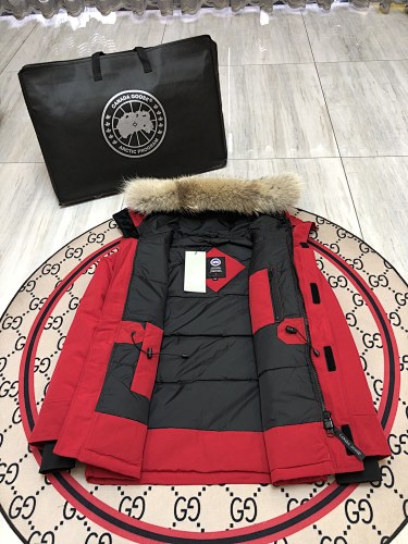 Canada Goose Red Hooded Parka with Flap Pockets