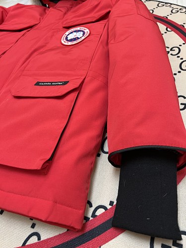 Canada Goose Red Hooded Parka with Four Flap Pockets
