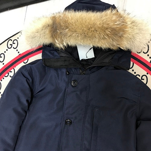 Canada Goose Navy Hooded Parka with Button Front