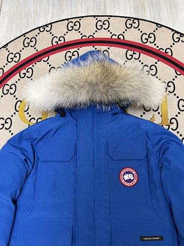 Canada Goose Royal Blue Hooded Parka with Four Flap Pockets