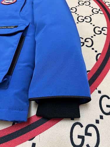 Canada Goose Royal Blue Hooded Parka with Four Flap Pockets