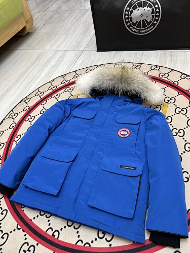 Canada Goose Royal Blue Hooded Parka with Four Flap Pockets