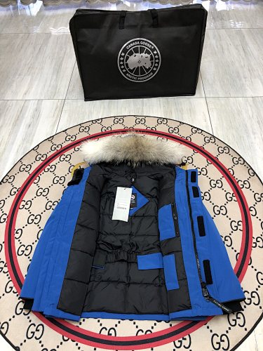 Canada Goose Royal Blue Hooded Parka with Four Flap Pockets