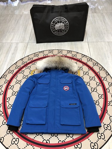 Canada Goose Royal Blue Hooded Parka with Four Flap Pockets