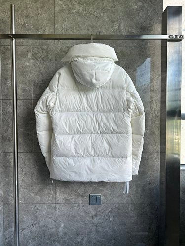 Canada Goose White Hooded Puffer Jacket with Flap Pockets