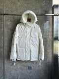 Canada Goose White Hooded Puffer Jacket with Flap Pockets