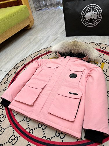 Canada Goose Pink Hooded Parka with Four Flap Pockets