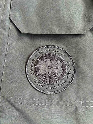 Canada Goose Charcoal Grey Hooded Puffer Jacket with Flap Pockets