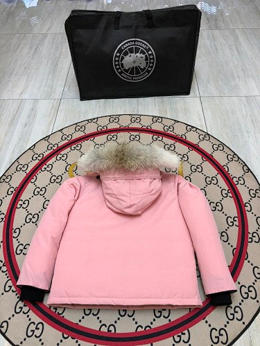 Canada Goose Pink Hooded Parka with Four Flap Pockets