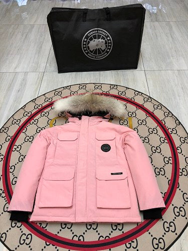Canada Goose Pink Hooded Parka with Four Flap Pockets